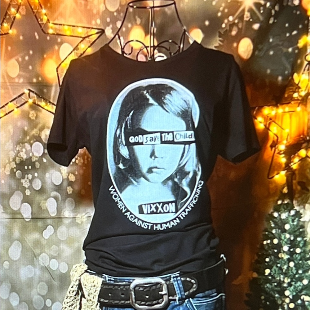 👚 VIXXON "Women Against Human Trafficking" Graphic Tee — Black — Sz Large / L
